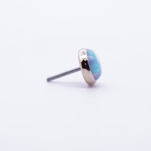 14k Gold Sky Blue Opal - Low Profile Threadless End (10/box)